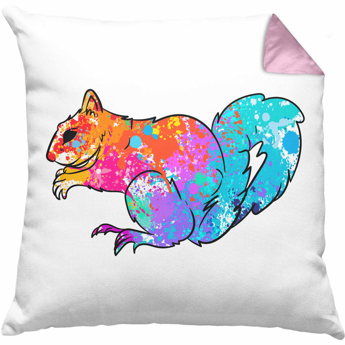 Bunte Eichhörnchen Kissen mit Füllung 40x40 Geschenk für Natur- und Tierwohlhaber (Grau) Rosa Trendation