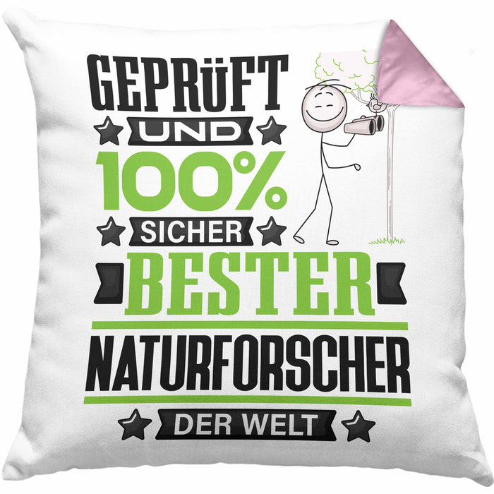 Naturforscher Geschenk Lustiger Spruch für Naturforscher Geschenkidee Bester Naturforscher Der WeltKissen mit Füllung 40x40 (Grau) Rosa Trendation