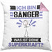 Sänger Kissen mit Füllung 40x40 Geschenk für Sänger Geburtstag Lustiger Spruch Was Ist Deine Superkraft (Grau) Rosa Trendation