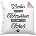 Katze Kissen mit Füllung 40x40 Geschenk Spruch Geschenkidee für Katzen-Mama Papa Katzenliebhaber Liebe Ist Ein Schnurren Auf Meinem Schoß (Grau) Rosa Trendation