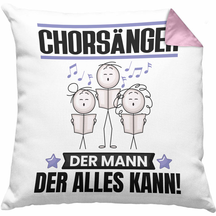 Chorsänger Kissen mit Füllung 40x40 Geschenk für Chorsänger Der Mann Der Alles Kann Geschenkidee zum Geburtstag (Grau) Rosa Trendation