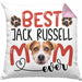 Jack Russell Mom Besitzerin Kissen mit Füllung 40x40 Geschenk Lustiger Spruch Geschenkidee Besitzerin Jack Russell Mama (Grau) Rosa Trendation