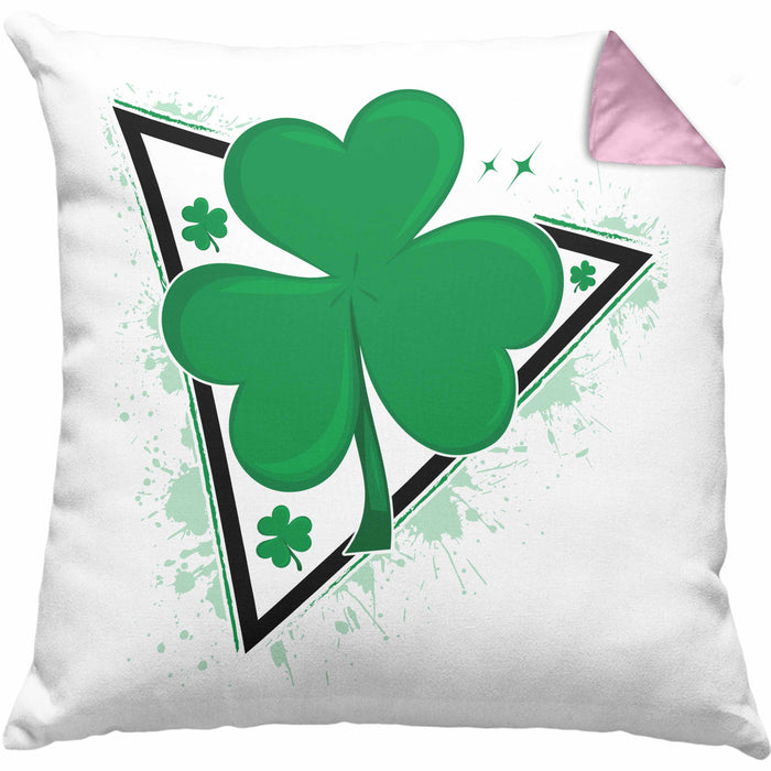 St Patricks Day Kissen mit Füllung 40x40 Kleeblatt Irisch Irland Geschenkidee (Grau) Rosa Trendation
