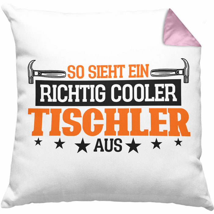 Kissen mit Füllung 40x40 Geschenk für Tischler Spruch So Sieht Ein Richtige Cooler Tischler Aus (Grau) Rosa Trendation