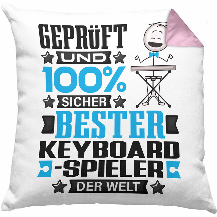 Keyboard-Spieler Geschenk Lustiger Spruch für Keyboard-Spieler Geschenkidee Bester Keyboard-Spieler Der WeltKissen mit Füllung 40x40 (Grau) Rosa Trendation