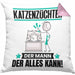 Katzenzüchter Kissen mit Füllung 40x40 Geschenk für Katzenzüchter Der Mann Der Alles Kann Geschenkidee zum Geburtstag (Grau) Rosa Trendation
