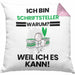 Schriftsteller Geschenk Kissen mit Füllung 40x40 Lustiger Spruch Ich Bin Schriftsteller Warum Weil Ich Es Kann Geschenkidee Bester Schriftsteller Geburtstag (Grau) Rosa Trendation