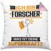 Forscher Kissen mit Füllung 40x40 Geschenk für Forscher Geburtstag Lustiger Spruch Was Ist Deine Superkraft (Grau) Rosa Trendation