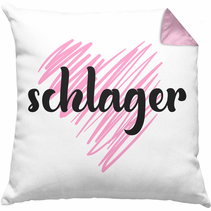 Kissen mit Füllung 40x40 Geschenk für Schlager Fans Kissen mit Füllung 40x40 Musikmotiv Spruch (Grau) Rosa Trendation