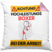 Boxer Kissen mit Füllung 40x40 Geschenk Lustiger Spruch Geschenkidee für Boxer Achtung Hochleistungs Boxer Bei Der Arbeit (Grau) Rosa Trendation
