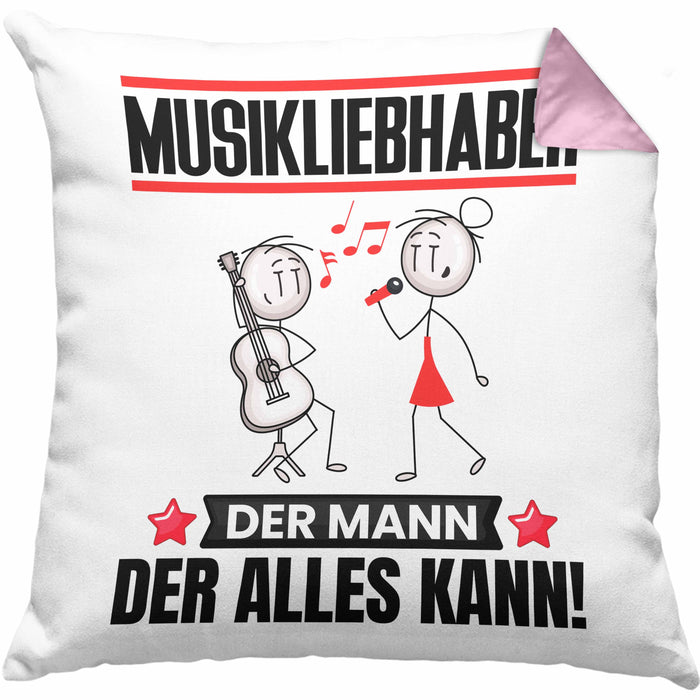 Musikliebhaber Kissen mit Füllung 40x40 Geschenk für Musikliebhaber Der Mann Der Alles Kann Geschenkidee zum Geburtstag (Grau) Rosa Trendation