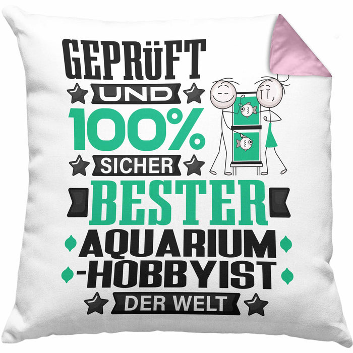 Aquarium-Hobbyist Geschenk Lustiger Spruch für Aquarium-Hobbyist Geschenkidee Bester Aquarium-Hobbyist Der WeltKissen mit Füllung 40x40 (Grau) Rosa Trendation