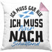 Schottland Kissen mit Füllung 40x40 Geschenk Ich Muss Gar Nix Ich Muss Nur Nach Schottland (Grau) Rosa Trendation