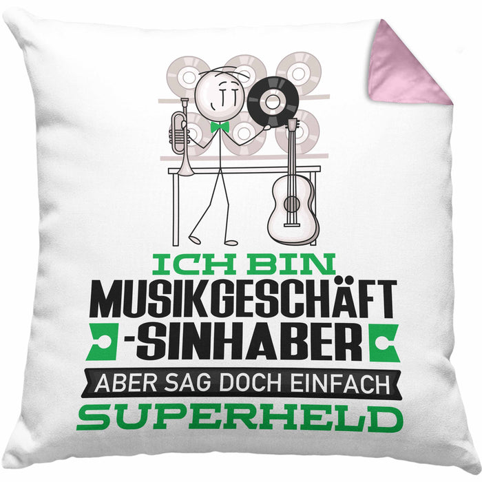 Musikgeschäftsinhaber Geschenk Kissen mit Füllung 40x40 Ich Bin Musikgeschäftsinhaber Aber Sag Doch Einfach Superheld Lustige Geschenkdiee für Musikgeschäftsinhaber (Grau) Rosa Trendation
