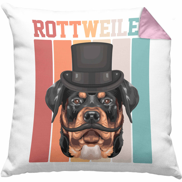 Rottweiler Besitzer Kissen mit Füllung 40x40 Geschenk Lustiger Spruch Geschenkidee Retro Vinatge Rottweiler (Grau) Rosa Trendation
