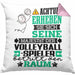 Volleyballspieler Geschenk Kissen mit Füllung 40x40 Lustiger Spruch Erheben Sie Sich Der Volleyballspieler Betritt den Raum (Grau) Rosa Trendation