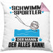 Schwimmsportler Kissen mit Füllung 40x40 Geschenk für Schwimmsportler Der Mann Der Alles Kann Geschenkidee zum Geburtstag (Grau) Rosa Trendation