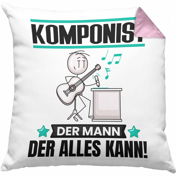 Komponist Kissen mit Füllung 40x40 Geschenk für Komponist Der Mann Der Alles Kann Geschenkidee zum Geburtstag (Grau) Rosa Trendation