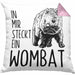 Wombat Kissen mit Füllung 40x40 Geschenk für Wombat Liebhaber In Mir Steckt Ein Wombat (Grau) Rosa Trendation