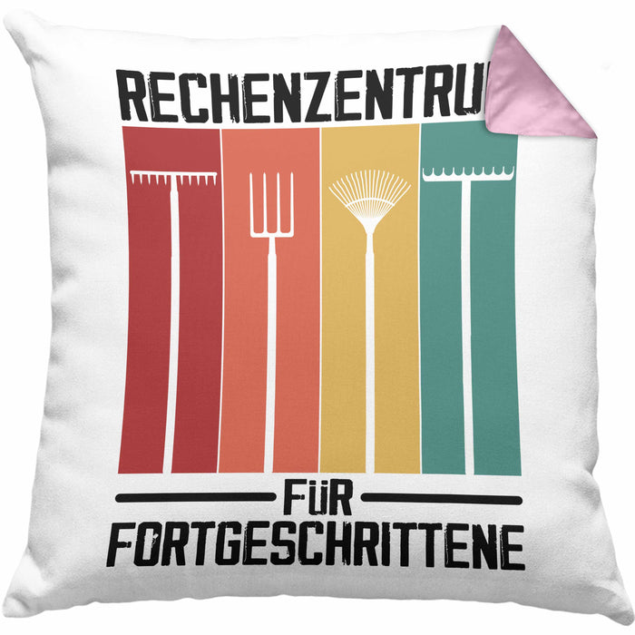 Rechenzentrum für Forgeschrittene Kissen mit Füllung 40x40 Gschenk Gärtner, Hobbygärtner Geschenkidee Lustiger Spruch Häferl (Grau) Rosa Trendation