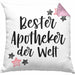 Apotheker Geschenk Kissen mit Füllung 40x40 Bester Apotheker Pharmazeut Arzneikundiger (Grau) Rosa Trendation