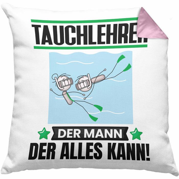 Tauchlehrer Kissen mit Füllung 40x40 Geschenk für Tauchlehrer Der Mann Der Alles Kann Geschenkidee zum Geburtstag (Grau) Rosa Trendation