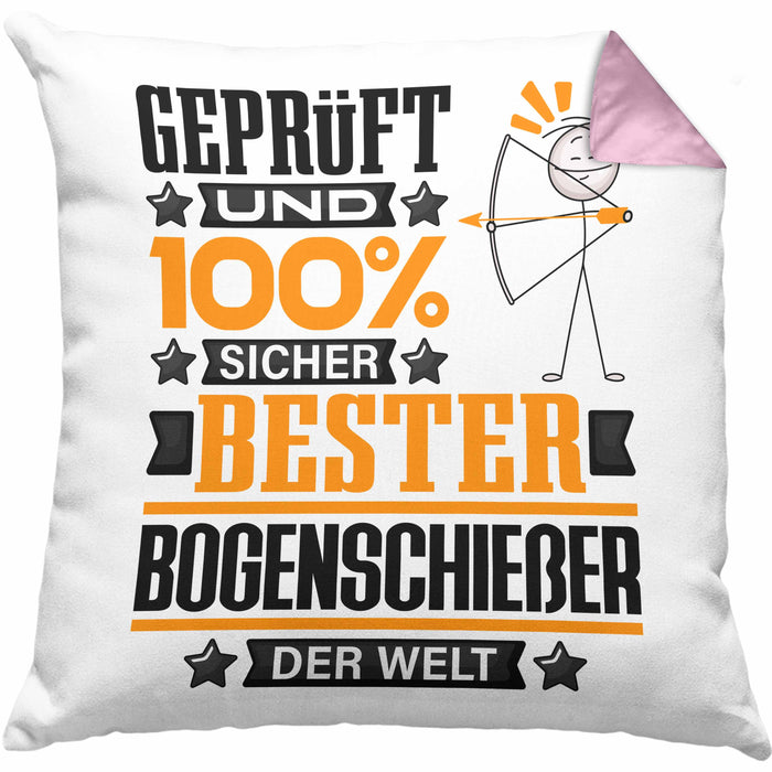 Bogenschießer Geschenk Lustiger Spruch für Bogenschießer Geschenkidee Bester Bogenschießer Der WeltKissen mit Füllung 40x40 (Grau) Rosa Trendation