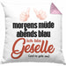 Geselle Prüfung Bestanden Kissen mit Füllung 40x40 Geschenk Morgens Müde Abends Blau Ich Bin Geselle Und Ne (Grau) Rosa Trendation