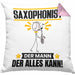 Saxophonist Kissen mit Füllung 40x40 Geschenk für Saxophonist Der Mann Der Alles Kann Geschenkidee zum Geburtstag (Grau) Rosa Trendation