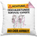 Survival-Experte Kissen mit Füllung 40x40 Geschenk Lustiger Spruch Geschenkidee für Survival-Experte Achtung Hochleistungs Survival-Experte Bei Der Arbeit (Grau) Rosa Trendation