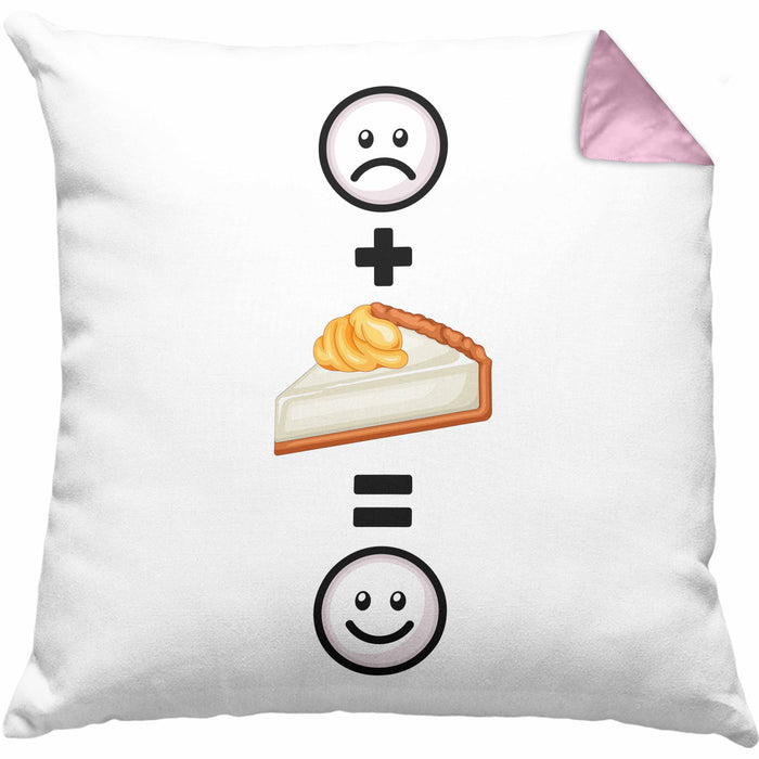 Kuchen Kissen mit Füllung 40x40 Geschenk für Kuchen-Liebhaber Lustige Geschenkidee :( + Kuchen = :) Geburtstag (Grau) Rosa Trendation