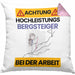 Bergsteiger Kissen mit Füllung 40x40 Geschenk Lustiger Spruch Geschenkidee für Bergsteiger Achtung Hochleistungs Bergsteiger Bei Der Arbeit (Grau) Rosa Trendation