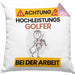 Golfer Kissen mit Füllung 40x40 Geschenk Lustiger Spruch Geschenkidee für Golfer Achtung Hochleistungs Golfer Bei Der Arbeit (Grau) Rosa Trendation