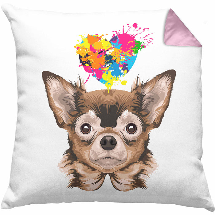Chihuhahua Mama Besitzer Kissen mit Füllung 40x40 Geschenkidee Frauchen Herrchen Herz (Grau) Rosa Trendation