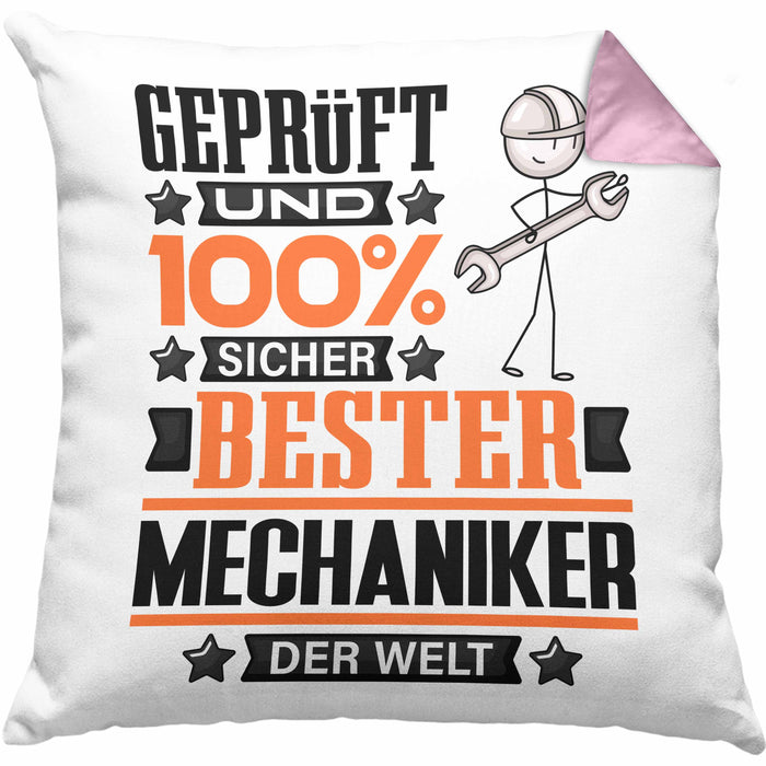 Mechaniker Geschenk Lustiger Spruch für Mechaniker Geschenkidee Bester Mechaniker Der WeltKissen mit Füllung 40x40 (Grau) Rosa Trendation