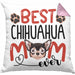 Chihuahua Mom Besitzerin Kissen mit Füllung 40x40 Geschenk Lustiger Spruch Geschenkidee Besitzerin Chihuahua Mama (Grau) Rosa Trendation