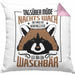 Waschbär Kissen mit Füllung 40x40 Geschenk Tagsüber Müde Nachts Wach Lustiger Spruch Frauen Nachtaktiv (Grau) Rosa Trendation