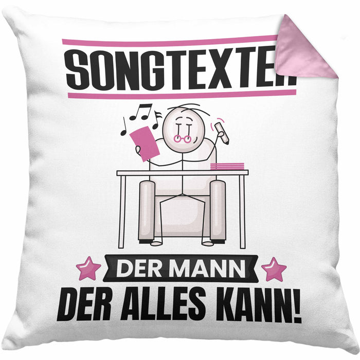 Songtexter Kissen mit Füllung 40x40 Geschenk für Songtexter Der Mann Der Alles Kann Geschenkidee zum Geburtstag (Grau) Rosa Trendation