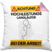 Langläufer Kissen mit Füllung 40x40 Geschenk Lustiger Spruch Geschenkidee für Langläufer Achtung Hochleistungs Langläufer Bei Der Arbeit (Grau) Rosa Trendation