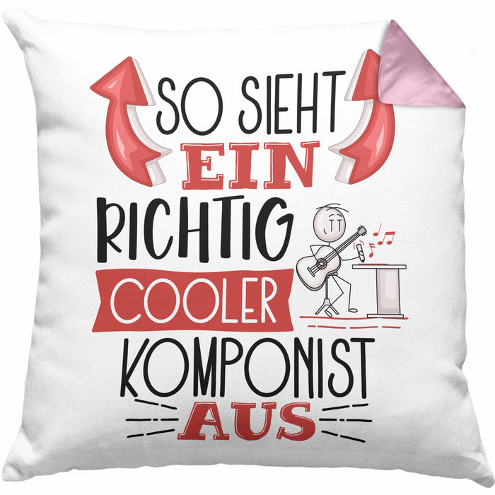 So Sieht Ein Richtig Cooler Komponist Aus Kissen mit Füllung 40x40 Geschenk für Kompinisten Geburtstag Geschenkdiee (Grau) Rosa Trendation