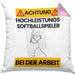 Softballspieler Kissen mit Füllung 40x40 Geschenk Lustiger Spruch Geschenkidee für Softballspieler Achtung Hochleistungs Softballspieler Bei Der Arbeit (Grau) Rosa Trendation
