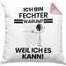Fechter Geschenk Kissen mit Füllung 40x40 Lustiger Spruch Ich Bin Fechter Warum Weil Ich Es Kann Geschenkidee Bester Fechter Geburtstag (Grau) Rosa Trendation