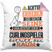 Curlingspieler Geschenk Kissen mit Füllung 40x40 Lustiger Spruch Erheben Sie Sich Der Curlingspieler Betritt den Raum (Grau) Rosa Trendation
