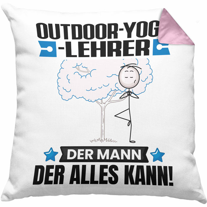 Outdoor-Yoga-Lehrer Kissen mit Füllung 40x40 Geschenk für Outdoor-Yoga-Lehrer Der Mann Der Alles Kann Geschenkidee zum Geburtstag (Grau) Rosa Trendation
