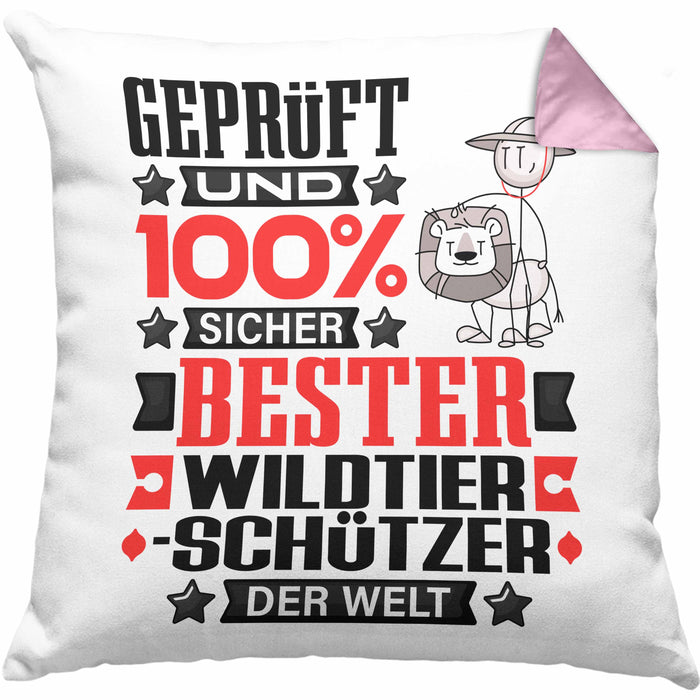 Wildtierschützer Geschenk Lustiger Spruch für Wildtierschützer Geschenkidee Bester Wildtierschützer Der WeltKissen mit Füllung 40x40 (Grau) Rosa Trendation