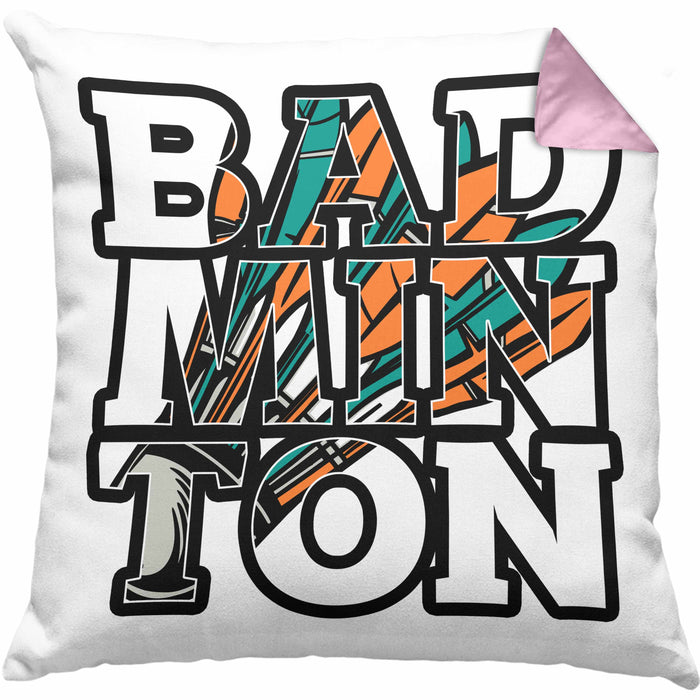Badminton-Kissen mit Füllung 40x40 Geschenk für Badminton-Spieler Badminton-Trainer (Grau) Rosa Trendation