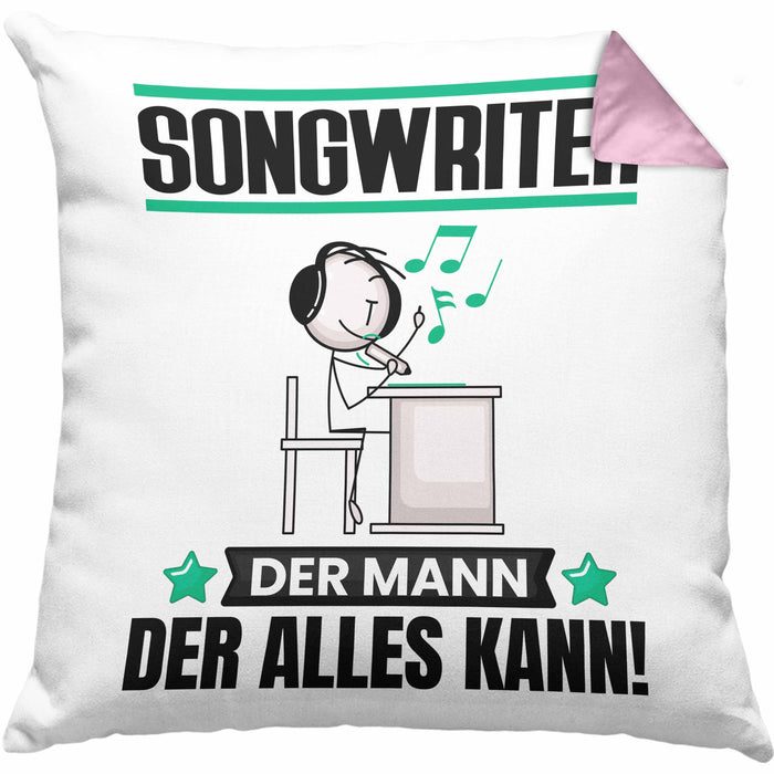 Songwriter Kissen mit Füllung 40x40 Geschenk für Songwriter Der Mann Der Alles Kann Geschenkidee zum Geburtstag (Grau) Rosa Trendation