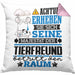 Tierfreund Geschenk Kissen mit Füllung 40x40 Lustiger Spruch Erheben Sie Sich Der Tierfreund Betritt den Raum (Grau) Rosa Trendation