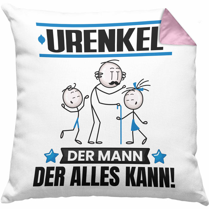 Urenkel Kissen mit Füllung 40x40 Geschenk für Urenkel Der Mann Der Alles Kann Geschenkidee zum Geburtstag (Grau) Rosa Trendation