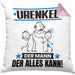 Urenkel Kissen mit Füllung 40x40 Geschenk für Urenkel Der Mann Der Alles Kann Geschenkidee zum Geburtstag (Grau) Rosa Trendation